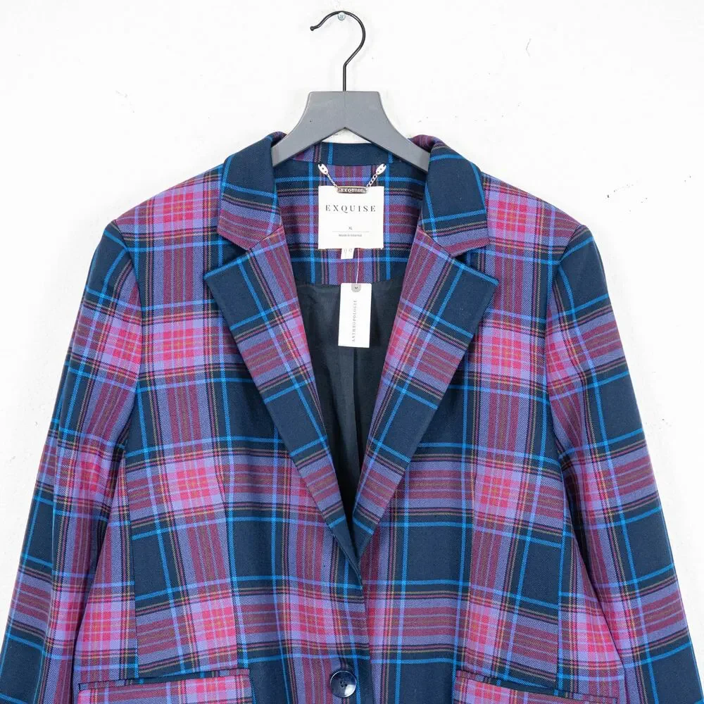 Antropologie X Exquise Plaid Blazer Jacket size XL NEW